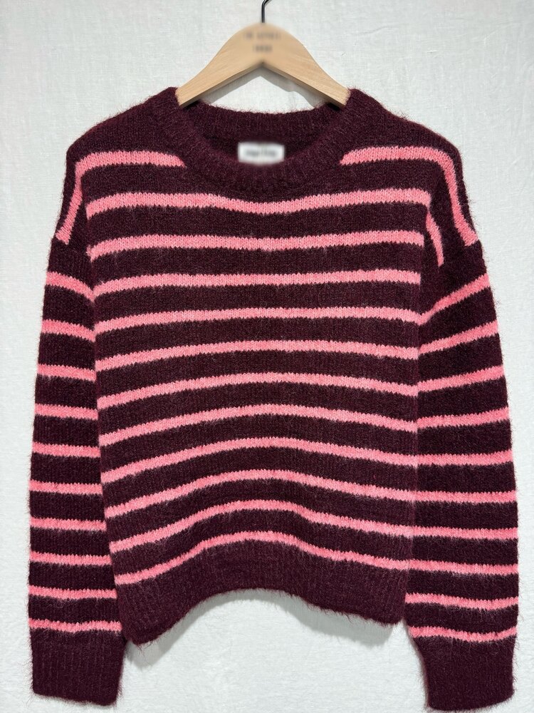 Madison Striped Sweater / Bordeaux & Pink