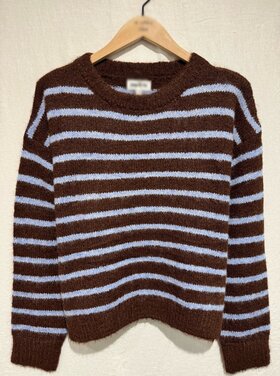Madison Striped Sweater / Coffee Brown & Blue