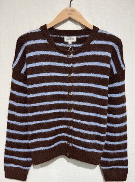 Phileine Striped Cardigan / Coffee Brown & Blue
