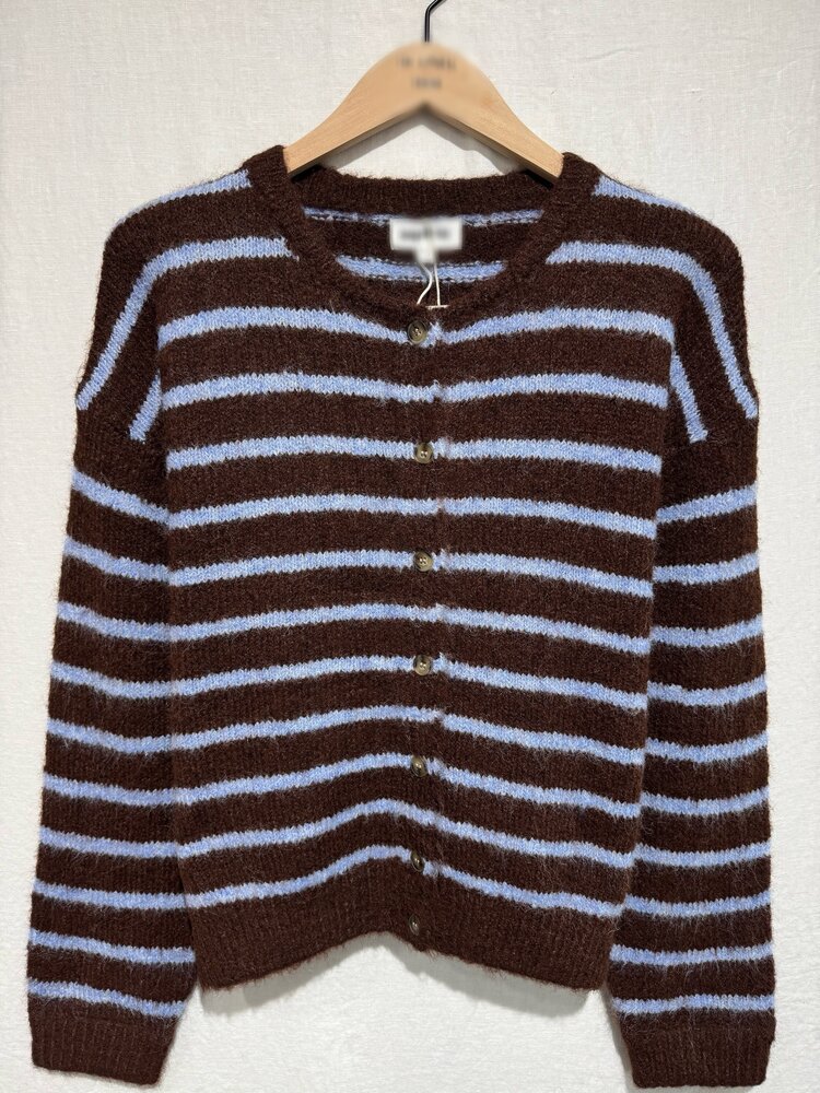 Phileine Striped Cardigan / Coffee Brown & Blue