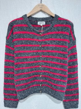 Phileine Striped Cardigan / Grey & Pink