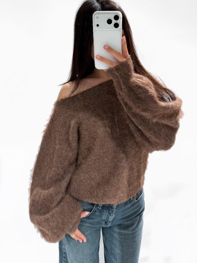 Sunmi Fluffy Knit Sweater / Brown