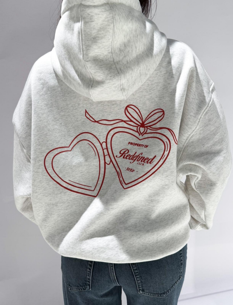 XOXO Heart Hoodie Hoodie / Light Grey