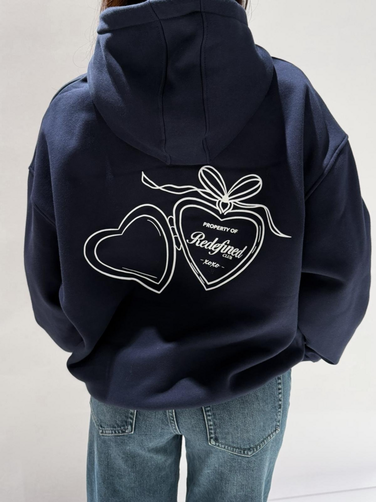 XOXO Heart Hoodie Hoodie / Navy Blue