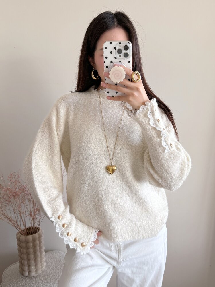 Mayci Embroidery Knit Sweater / Brown