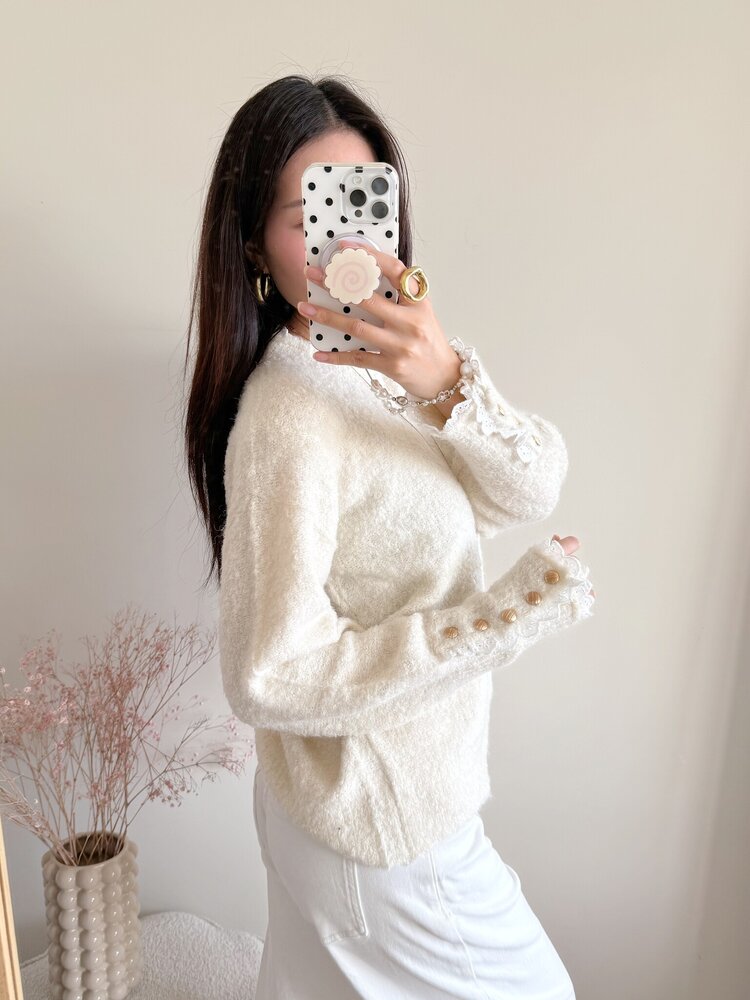 Mayci Embroidery Knit Sweater / Brown