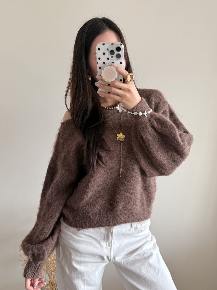 Sunmi Fluffy Knit Sweater / Brown