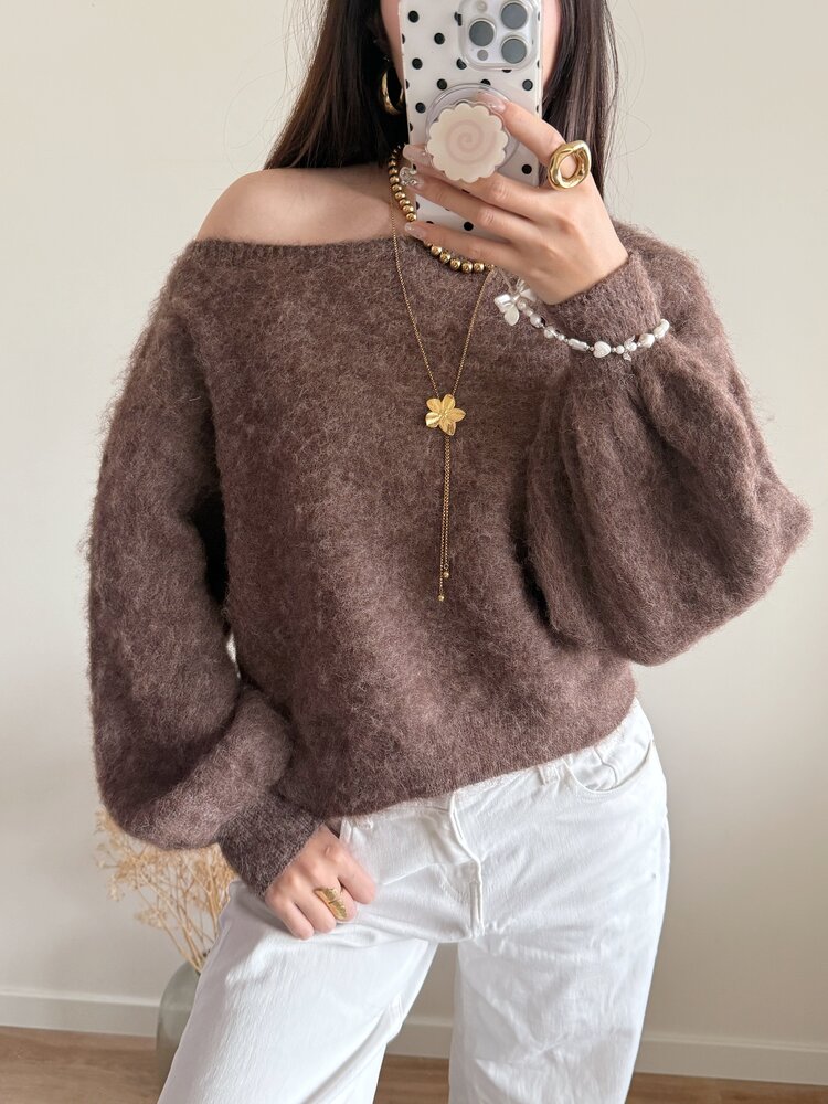 Sunmi Fluffy Knit Sweater / Brown