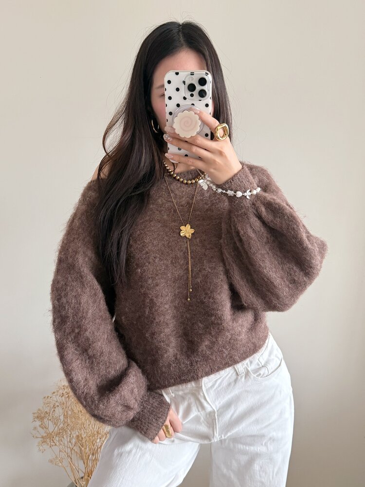 Sunmi Fluffy Knit Sweater / Brown