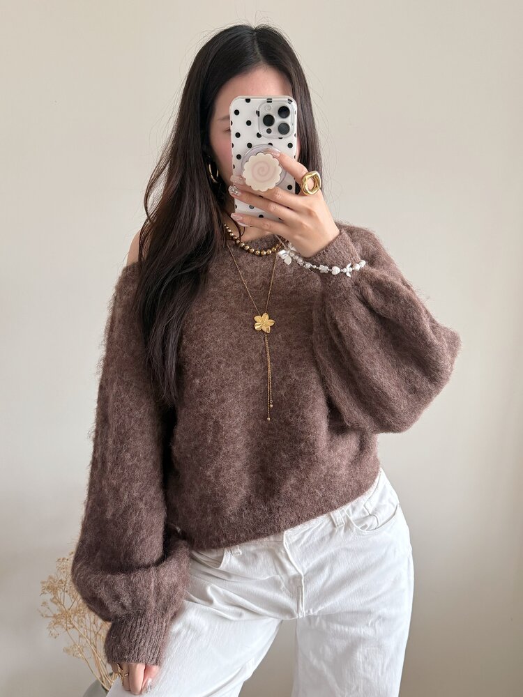 Sunmi Fluffy Knit Sweater / Brown