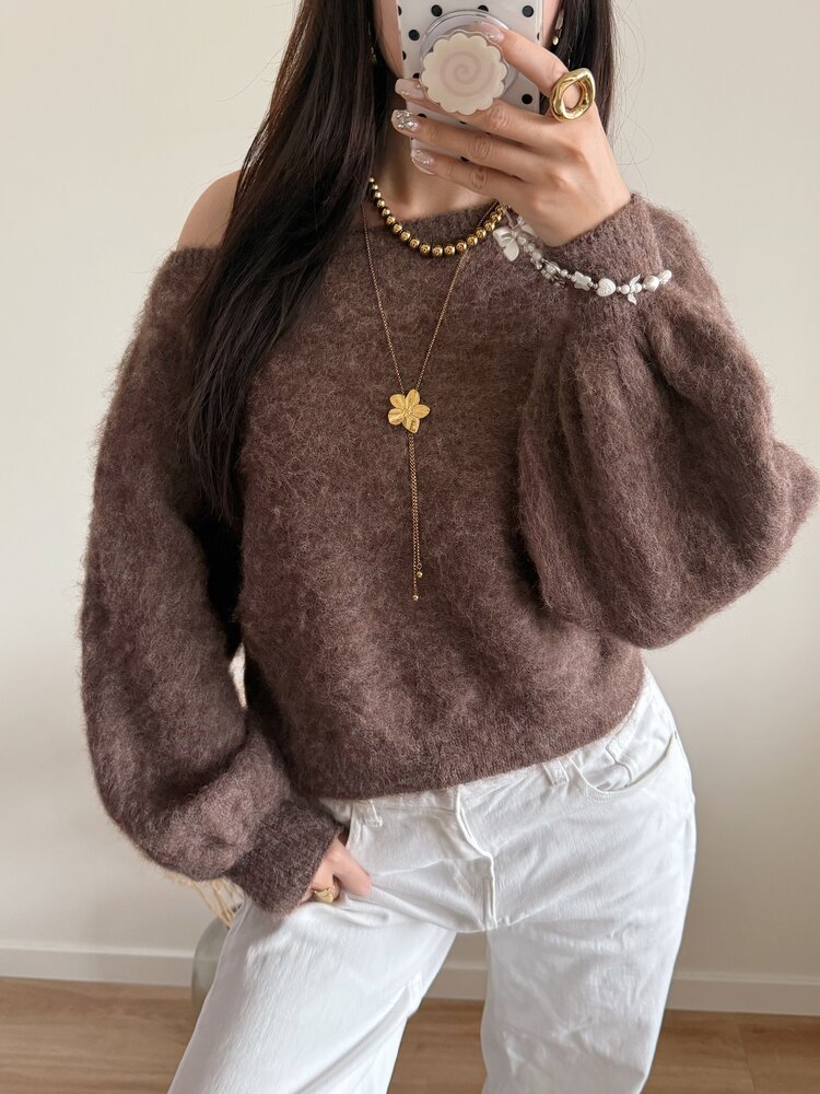 Sunmi Fluffy Knit Sweater / Brown