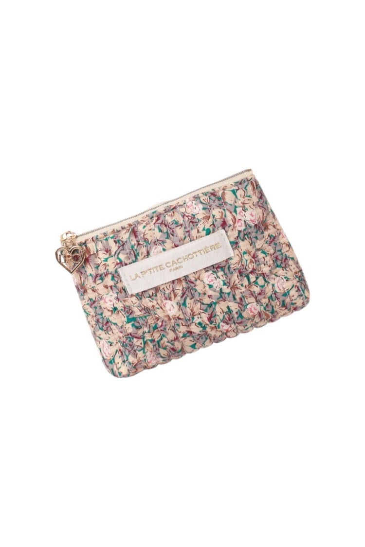 Ava Small Flower Wallet Pouch / Ecru