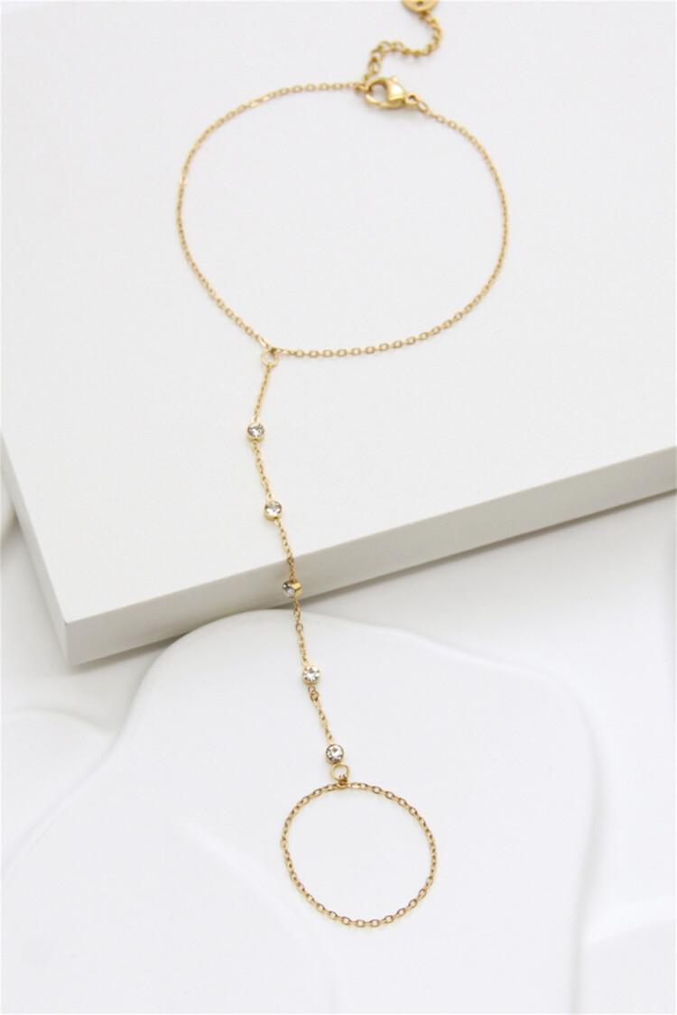 Gold Strass Hand Chain Bracelet