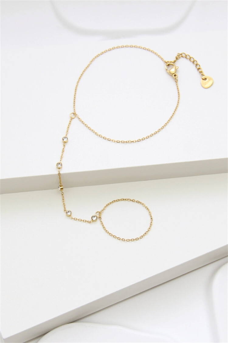 Gold Strass Hand Chain Bracelet