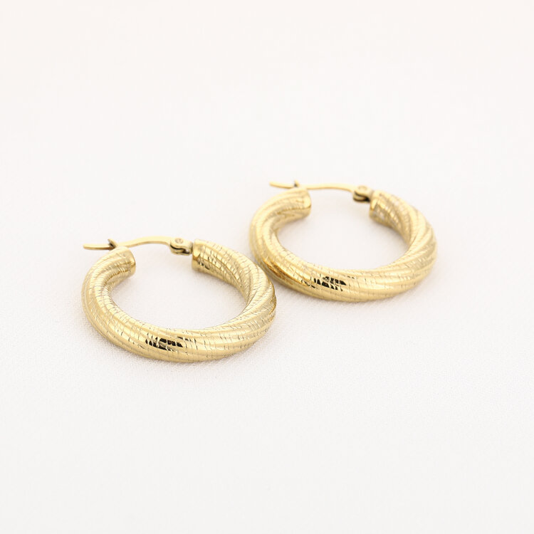 Gold Stripe Hoop Earrings