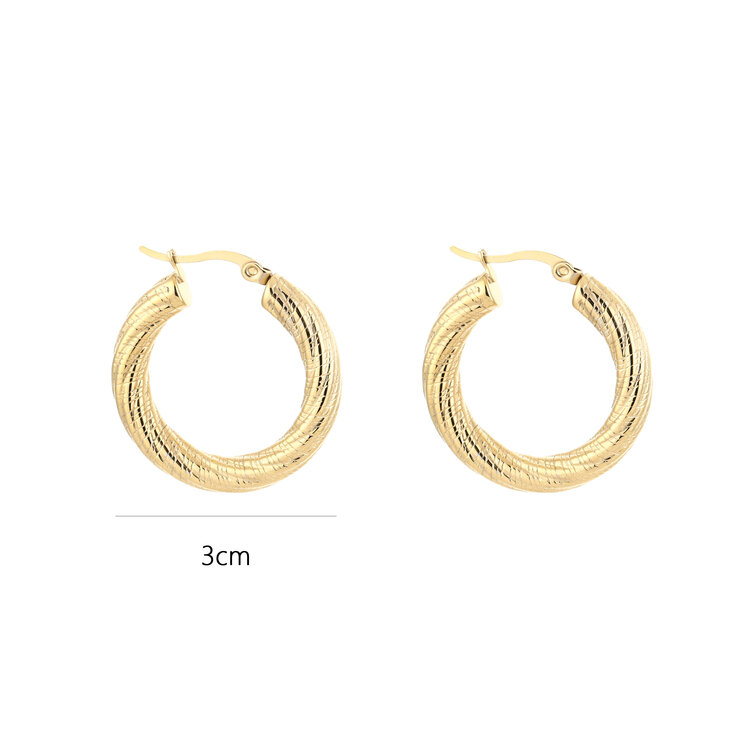 Gold Stripe Hoop Earrings