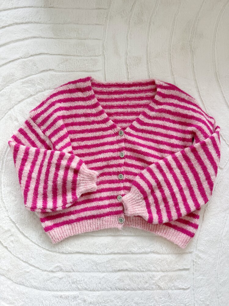 Mare Striped Knit Cardigan / Pink
