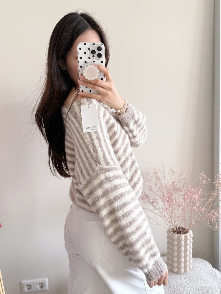 Mare Striped Knit Cardigan / Blue & Pink