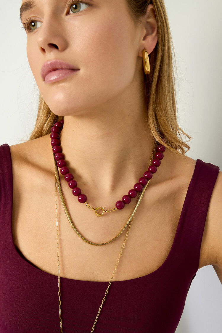 Small Beaded Statement Necklace / Berry