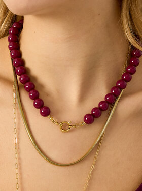 Small Beaded Statement Necklace / Berry