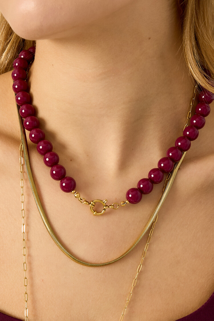 Small Beaded Statement Necklace / Berry