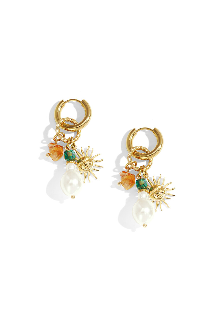 Gold Pearl Sun Beads Earrings