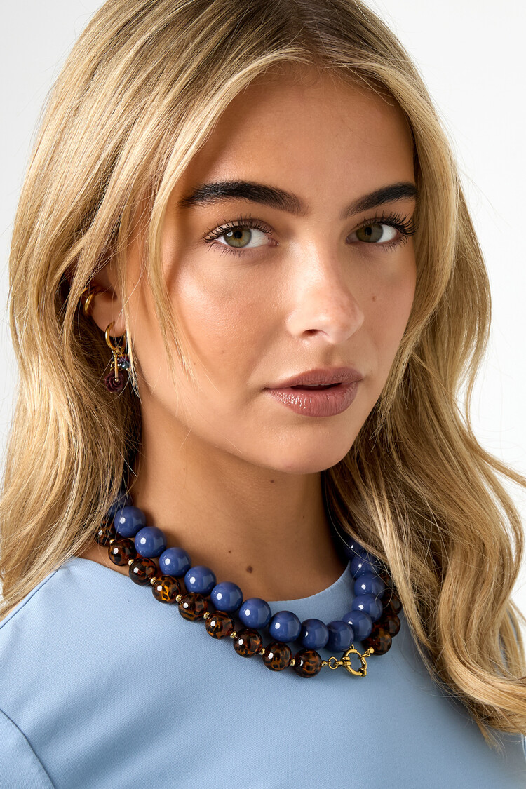 Bold Beaded Statement Necklace / Cobalt Blue