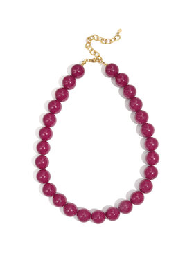 Bold Beaded Statement Necklace / Berry