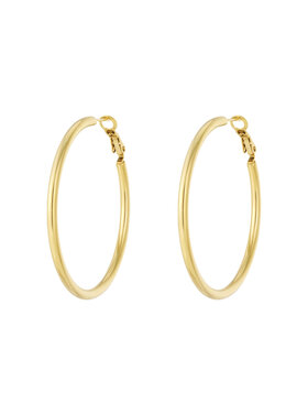 Gold Thin Basic Hoop Earrings / 5 cm