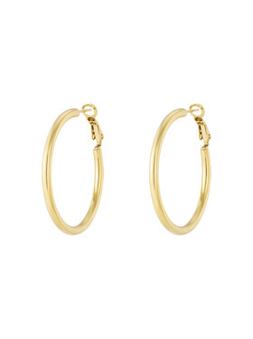 Gold Thin Basic Hoop Earrings / 4 cm
