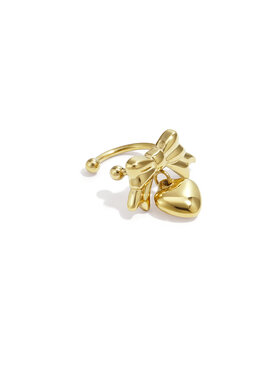 Gold Bow Heart Charm Earcuff