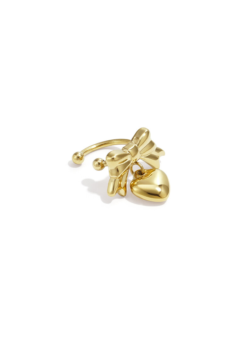 Gold Bow Heart Charm Earcuff