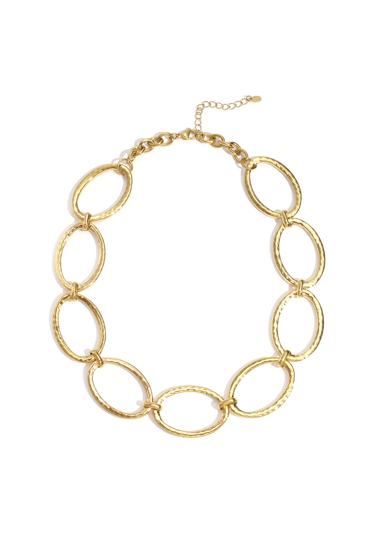 Gold Connected Circles Statement Necklace