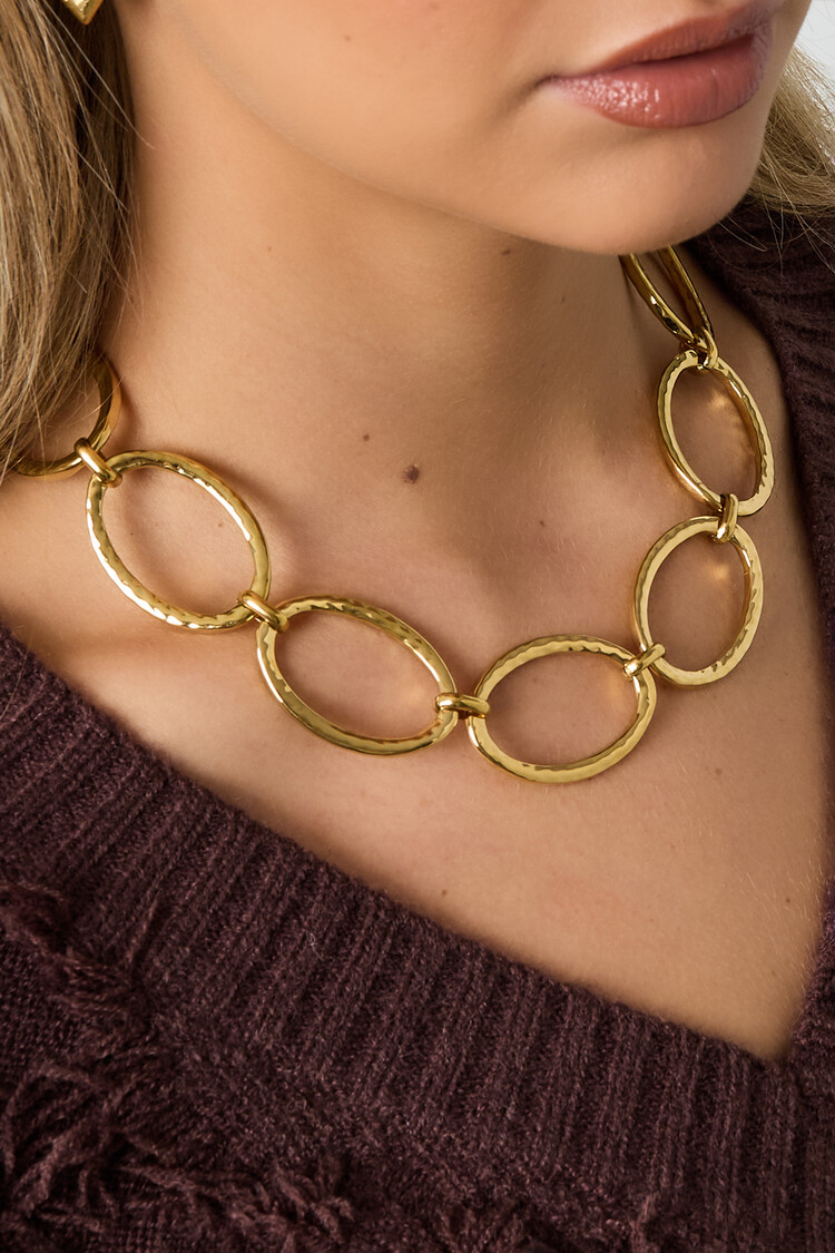 Gold Connected Circles Statement Necklace