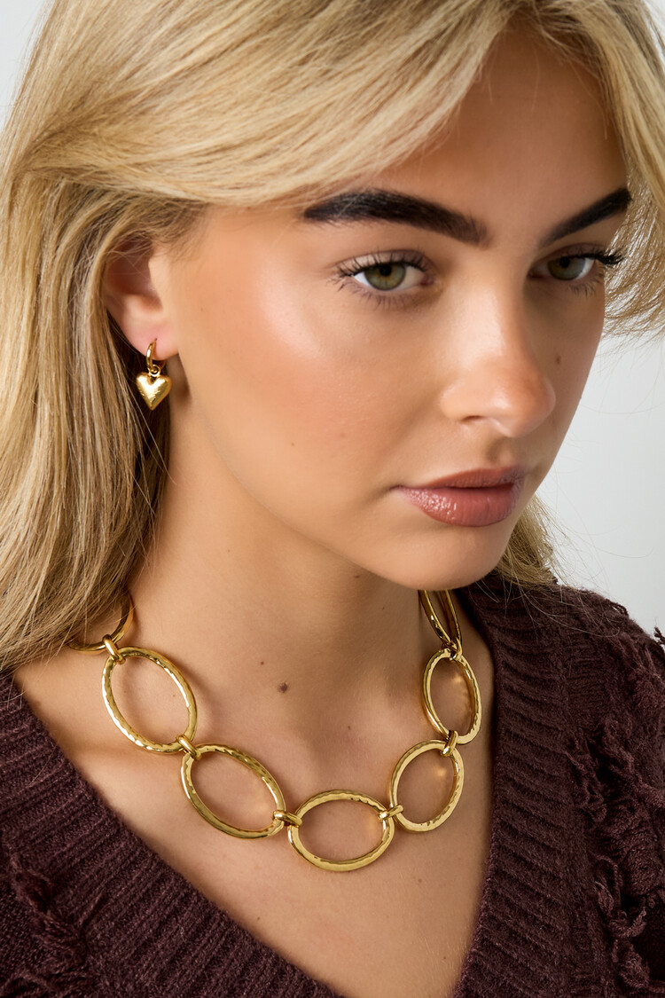 Gold Connected Circles Statement Necklace