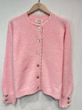 Luana Scallop Trim Cardigan / Pink