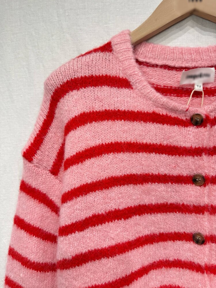 Phileine Striped Cardigan / Pink & Red