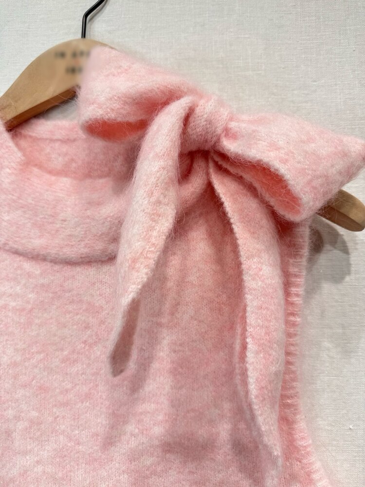 Angelina Bow Gilet Sweater / Light Pink