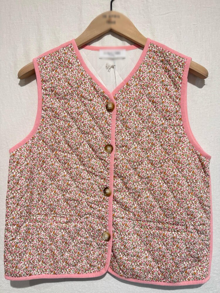 Suri Floral Quilted Waistcoat / Light Pink