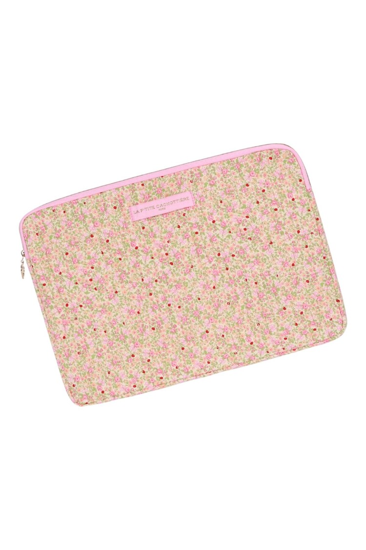 Belin Flower Laptop Pouch / Light Pink & Green