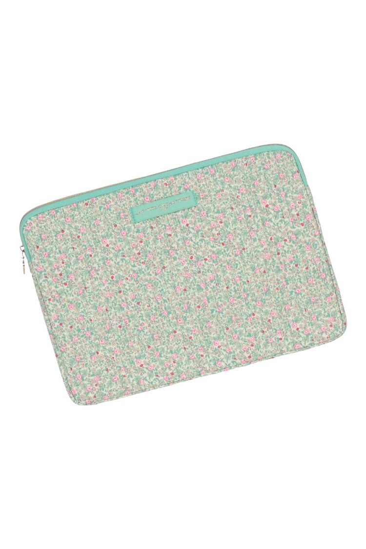 Belin Flower Laptop Pouch / Green & Pink