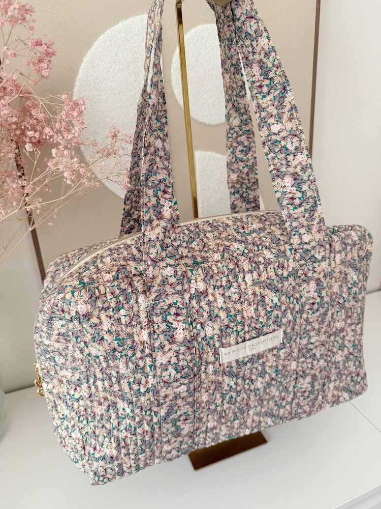 Acacia Flower Travel Bag / Light Pink  & Green