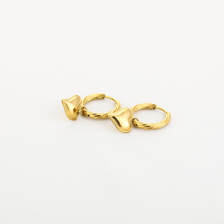 Gold Pretty Heart Twist Earrings
