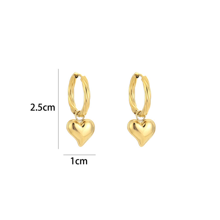 Gold Pretty Heart Twist Earrings