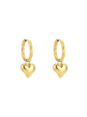 Gold Pretty Heart Twist Earrings