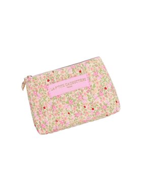 Ava Small Flower Wallet Pouch / Light Pink & Green