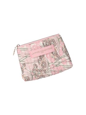 Ava Small Flower Wallet Pouch / Pink & Taupe
