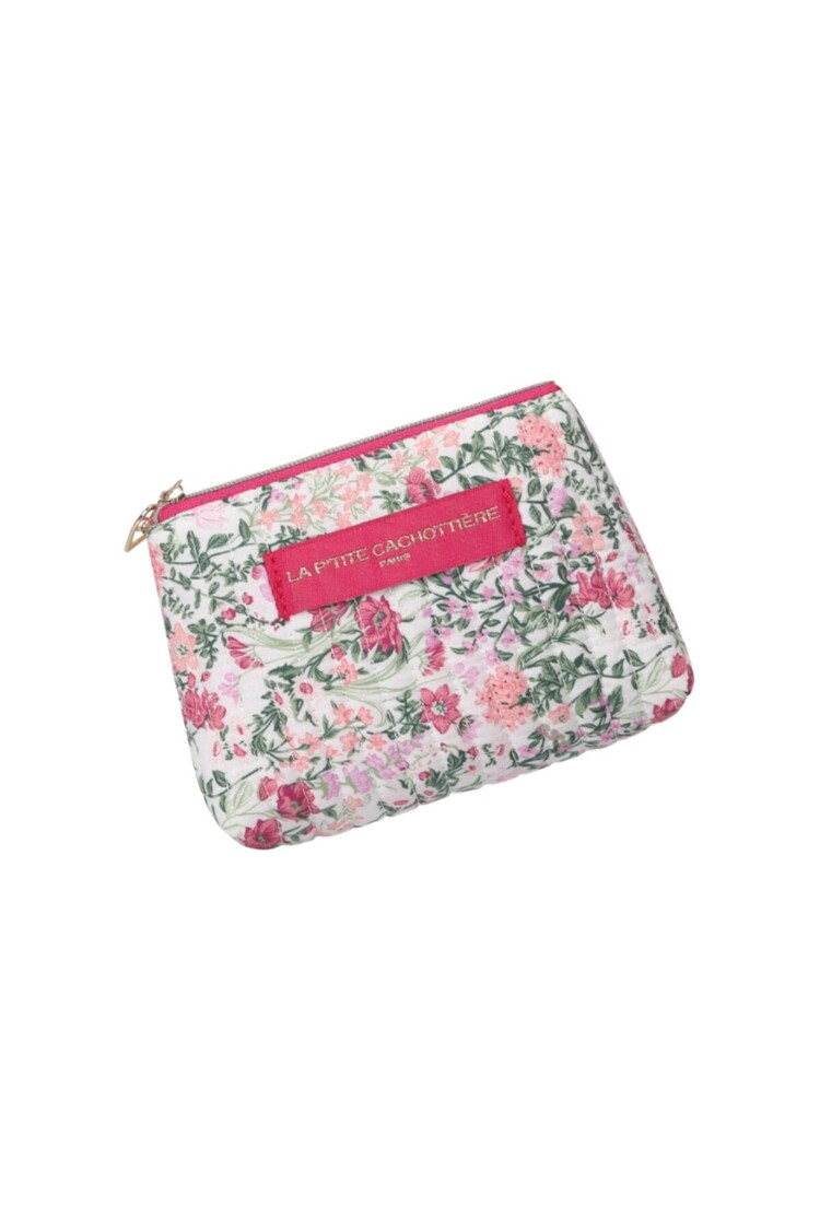 Ava Small Flower Wallet Pouch / Rose Pink & Green