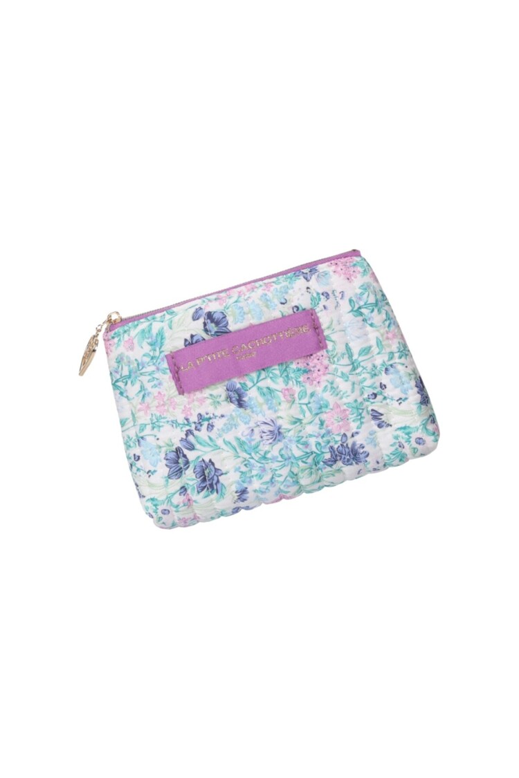 Ava Small Flower Wallet Pouch / Blue & Purple