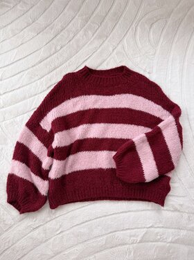 Lucia Oversized Striped Sweater / Bordeaux & Pink